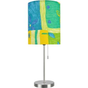 Aspen Creative 40083-4 1-Pack Set-1 Light Candlestick Table Lamp, Contemporary Design in Satin Nickel, 8.0" x 8.0" x 19.5", Blue, Yellow, Green