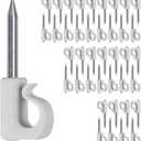 SELEWARE Q-Hanger Hooks for Outdoor String Lights, Home Christmas Lights Hanger Hooks for Easy Release, Heavy Duty 40 LB Capacity (White 40Pcs)