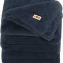 UGG Euphoria Plush Faux Fur Throw Blanket Medium Weight Reversible Luxury Soft Throw for Couch Bed or Chair Hypoallergenic Machine Washable Home Decor Blanket, 50-inch x 70-inch, Indigo Navy Blue