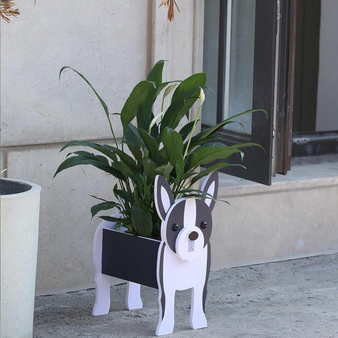 Gochoi Boston Terrier Gifts for Women, Boston Terrier Dog Planter Plant Pot, Dog Flower Pots for Outdoor Garden Decoration, Boston Terrier Plant Container Holder Office Home Decor Small Boston Terrier