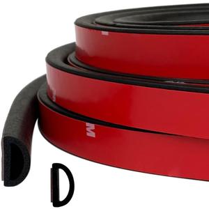 D Shape EPDM Foam Rubber Seal with Tape, Self-Adhesive Rubber Weather Stripping for Boat, Auto, RV, Marine, Garage Doors/Window and More, W:0.75"; H:0.375"; L:26Feet