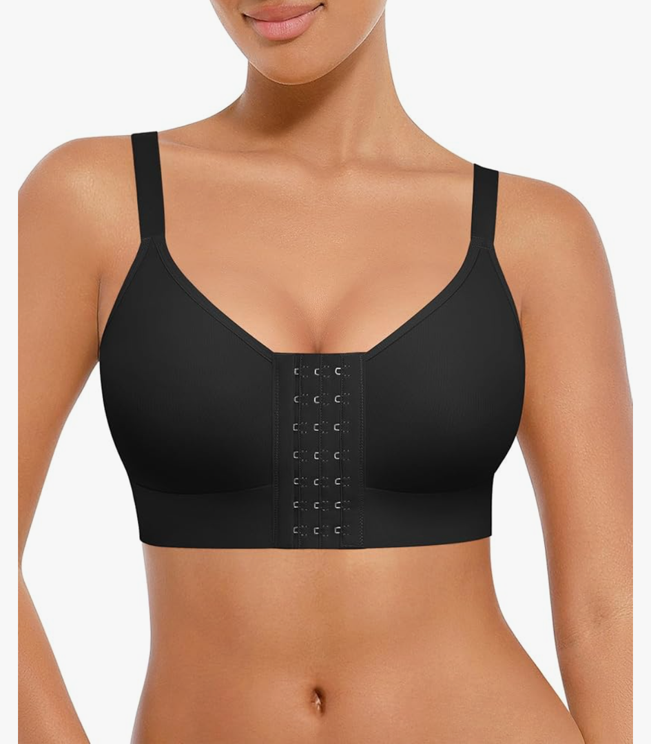 FeelinGirl Full Coverage Mastectomy Bra Post Surgery Compression Bra for Women with Front Closure Post Surgical Bra Beige XL