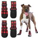 FLYSTAR Dog Shoes for Medium Large Dogs, Waterproof Anti-Slip Rain/Snow Winter Warm Outdoor Dog Boots, Adjustable Reflective Rubber Sole Paw Protector Dog Shoes for Running Hiking Walking,etc.,  #7 ( paw width : 1.9" -2.7")