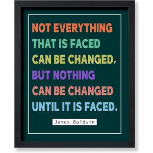 Poster Master Nothing Can Be Changed Until It's Faced Poster - James Baldwin Print - Motivational Quotes Art - Gift for Him & Her - Inspiring Decor for Living Room or Office - 8x10 UNFRAMED Wall Art