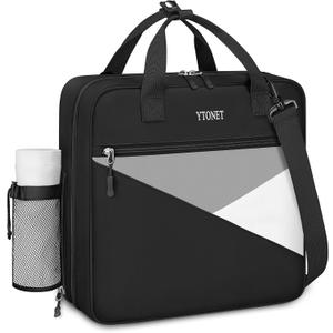 Ytonet Zipper Binder Bag, 2 Inch 3 Ring Binder with Zipper Fit 14 Inch Laptop, 500 Sheets Capacity Zippered Binders with Shoulder Strap & Removable O-Ring Pad for Middle School Students, Black & Grey
