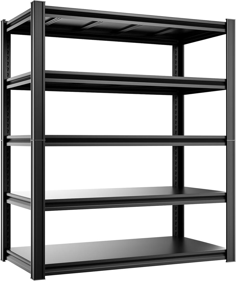 5-Tier 40W X 20D X 72H Heavy Duty Garage Storage Shelves 2500LBS Basement Shelving Heavy Duty Adjustable Unit Rack Metal Rack(Black)