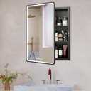 LED Medicine Cabinet Mirror for Bathroom 20x26 Inch, Recessed Medicine Cabinets with Lights, Anti-Fog Bathroom Mirror with Storage, Black Metal Frame, Adjustable Shelves, 3 Color Dimming