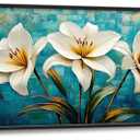 Large White Lily Wall Art for Living Room, Floral Aesthetics Canvas Oversized Wall Decor Flowers Modern Framed Pictures Painting Print Artwork for Bedroom Office 60"L x 30"W