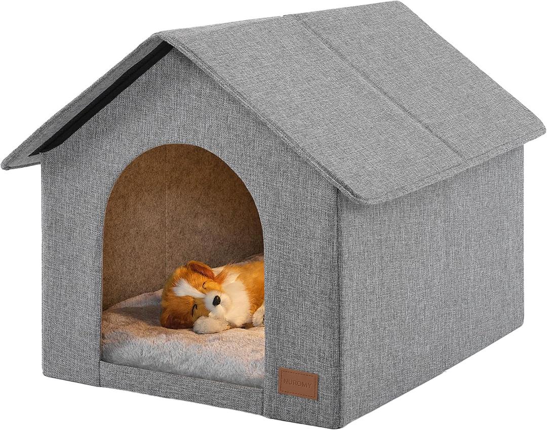Indoor Dog House with Washable Plush Cushion - Medium Size, Suitable for Dogs & Cats, 22.8"D x 18.5"W x 19.1"H