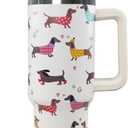 Ceovfoi 40 Oz Dachshund Tumbler With Handle, Dachshund Decor Coffee Travel Mug Cup Water Bottle, Dog Gifts for Women