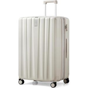 Hanke 29 Inch Expandable Checked Luggage Lightweight PC Hard Shell Luggage Suitcases with Wheels Travel Luggage Rolling Large Suitcase Travel Luggage Bag for Study Abroad.(Ivory White)