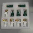 DN DECONATION Christmas Decor Tic Tac Toe Game for Coffee Table, 7.68" Resin Board Set with Reindeer & Tree Pieces, Christmas Decoration Gifts for Adults, Xmas Winter Holiday Home Shelf Mantel Decor