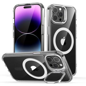 ESR for iPhone 14 Pro Max Case, Compatible with MagSafe, Built-in Stash Stand Clear Phone Case for iPhone 14 Pro Max, Military-Grade Protection, Magnetic Phone Case, Classic Series,Clear