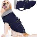 Lelepet Warm Dog Coat Waterproof Dog Jacket for Extra Large Dogs Reflective Fleece Vest with Adjustable Buckle Hook & Loop Windproof Cold Weather Coats for Small Medium Large Dogs, Navy Blue, XXXL (3XL)
