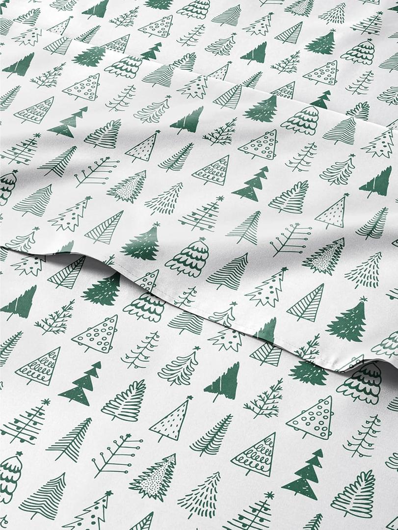 Twin Christmas Christmas Tree Sheet Set - Holiday Xmas Pattern Bedding Set - Deep Pockets - Snug Fit - 3 Piece - Wrinkle Free - Cooling Comfy Festive Winter Holiday Sheets for Women, Men, Kids & Teens