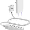 2 x TiFFCOFiO Flat Plug Extension Cord with Night Light Outlet Cover, 3 FT 3 Prong Extension Cord, 3 Grounded Outlets for Home and Kitchen, 13A/1675W, ETL Listed