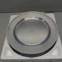 Goodluck 12 Inch Silver Charger Plates, 50 Pack Clear With Silver Trim, Disposable Plastic for Dinner, Wedding, Party