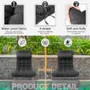 Tudomro 66'' Outdoor Chaise Lounge Cushion Waterproof Patio Pool Chaise Lounge Cushion with Headrest Pillow Tie Fade Resistant Replacement Longue Rocking High Back Chair(Grey,1 Pcs)
