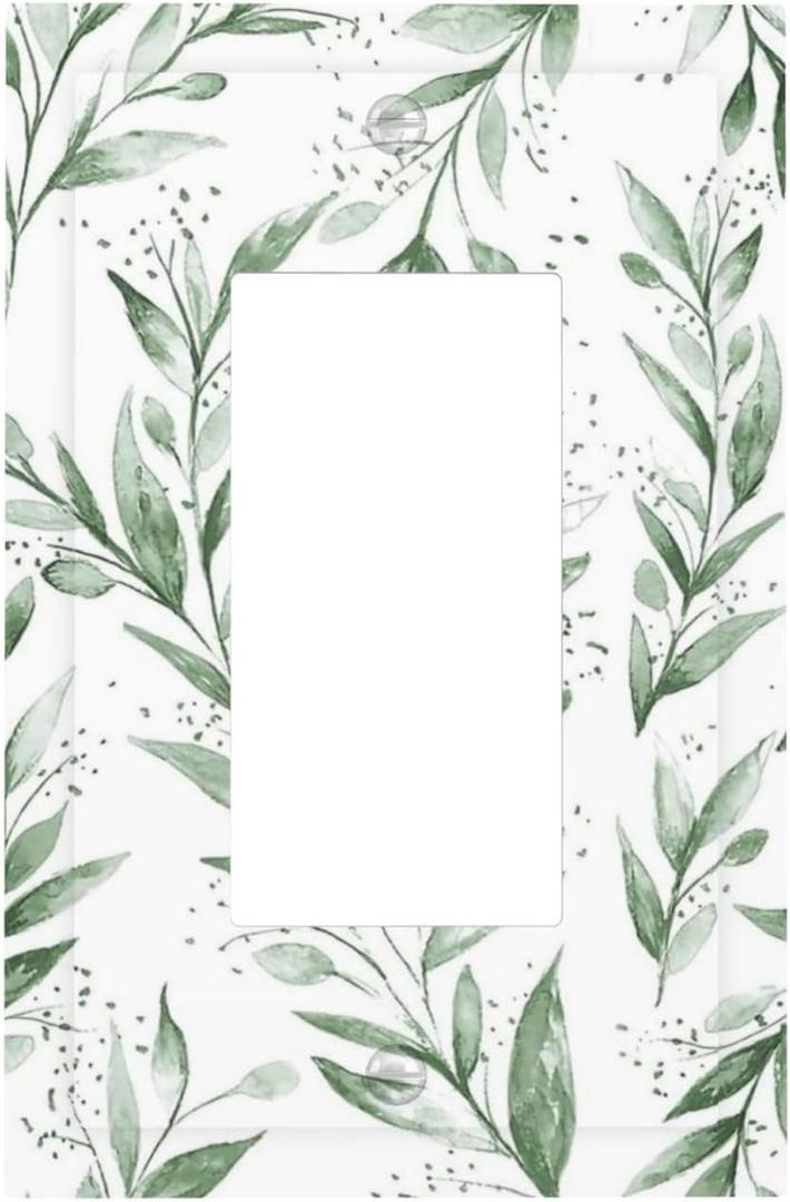 Boho Olive Green Eucalyptus Leaf 1 Gang Rocker/decorator Outlet Light Switch Wall Plate Cover Faceplate Decorative Switchplate Decorator Outlet Cover