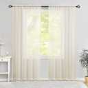 Semi Voile Sheer Curtains 90 Inches Long 2 Panels Rod Pocket Window Treatment for Living Room Bedroom Dining Room (Ivory 52" W x 90" L)