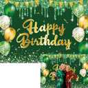 Green Gold Birthday Backdrop 7x5ft Gold Happy Birthday Photography Background for Men Women 30th 40th 50th 60th 70th 80th Kids Party Decorations Banner Photo Booth Props
