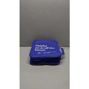 10 Small Padded Blue Tote Bag, White Logo 12x12