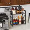 YINMIT Countertop Shelf Organizer,Coffee Bar Accessories,Spice Rack,Coffee Counter Shelf,2 Tier Coffee Organizer Station for Mugs,Cups,Cream,Syrup(Rustic Grey, Large)
