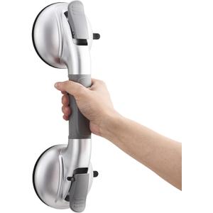 TAILI Grab Bars for Bathtubs and Showers, Shower Handles for Elderly Suction,Maximum 330lbs,Shower Grab Bar with Upgraded Rubber Suction Cups Safety Grip for Senior,No Drilling Removable,Silver (1 Pack)