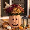 Tioncy Terracotta Pumpkin Planter Pot Large Halloween Jack O Pumpkin Decor, 9.8 x 9.65 inches