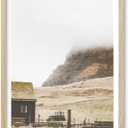 HesenDot Farmhouse Framed Wall Art,12x16in Mountain Cabin Canvas Print,Rustic Morning Mist Poster Wall Decor for Living Room Bedroom Study Office Gallery Home,Set of 1