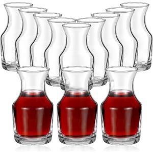 12 Pack Single Serving Wine Carafe Glass Small Mini Carafe Individual Wine Refill Decanter for Dinner Parties Tastings Bars Restaurants (6.5 oz)