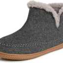 Dearfoams Men's Memory Foam Indoor House Slippers Brixen Ankle Boot House Shoes - Gifts for Men (12, Dark Heather Grey)