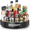 12 Black Metal Lazy Susan for Table Top & Cabinet | 360 Rotating Spice Rack, Kitchen Counter Organizer, Space-Saving Storage Turntable for Bathroom, Countertop (Large)