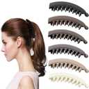 6 Pack Large Banana Clips for Women 5 Inch Matte Neutral Colors Non Slip Big Banana Hair Clip for Fine Thick Curly Voluminous Hair Ponytail Holder Hair Accessories