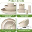 36-Piece Reusable Wheat Straw Dinnerware Sets for 6, Farielyn-X Unbreakable Reusable Set Kitchen Cups, Plates, Bowls Sets & Cultery Dishwasher Microwave Safe - Patio, Outdoors, RV, Camping Dishes