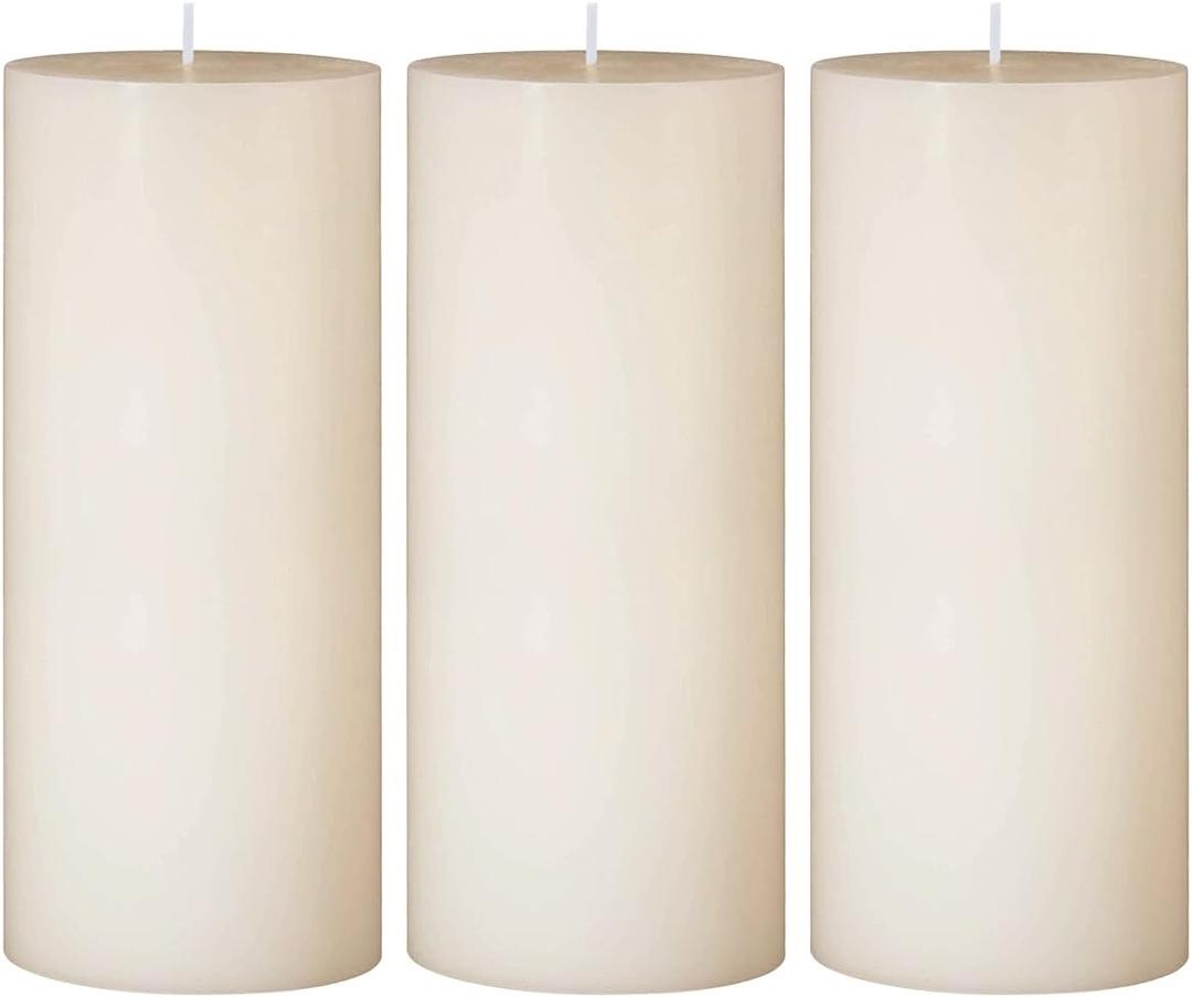 3 Packs 2.8x6 Inch Ivory Pillar Candles, Unscented Dripless Non-Toxic Smokeless Clean Long Lasting Burning Cylinder Candles for Home Dinner Table Decoration Power Outage Emergency