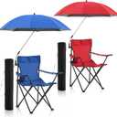 Yuntau Foldable Camping Chair with Umbrella Set Camp Chairs for Adults Folding Picnic Seat Foldable Lawn Seat for Outdoors Fishing Hiking Travel Picnic Beach Patio(Red and Blue,4 Pcs), 31.5 x 19.7 x 21.3 inches