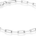 Miabella Solid 925 Sterling Silver Italian 3mm Paperclip Link Chain Bracelet for Women Men, Made in Italy