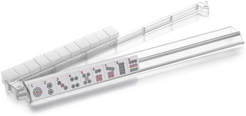 Suncle 4PCS Mahjong Racks with Pushers,Clear Acrylic American Majiang Tile Racks,Imports Modern Mahjong Racks with Built-in Pushers