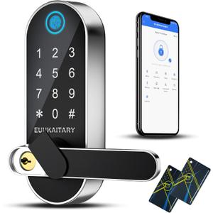 Keyless Entry Door Lock, Fingerprint Door Lock, Smart Locks for Front Door & Bedroom, Built-in WiFi, App Remote Control, Digital Keypad with Knob, Auto Lock, Electronic Locks with Handle (Silver) Keyless Entry Door Lock, Fingerprint Door Lock, Smart Locks for Front Door & Bedroom, Built-in WiFi, App Remote Control, Digital Keypad with Knob, Auto Lock, Electronic Locks with Handle (Silver)