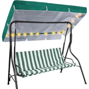 LED Lighted Porch Swing Canopy Replacement Waterproof LED Swing Canopy Top Cover 2-3 Seat Shade Awning Cover for Garden Outdoor Patio(77 x 49 Inch,Green)