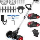 Saker 24V Cordless Weed Wacker, Electric Grass Trimmer Weed Eater with 2 Batteries, 3-in-1 Lightweight Brush Cutter/Lawn Mower/Edger with Wheels & 3 Types of Blades for Lawn, Garden & Yard Care(Black)