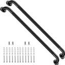 ZUEXT 2 Pack 36 Inch Extra Long Black Anti Slip Knurled Shower Grab Bar