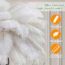 Feather Floor Lamp for Living Room, Fluffy Ostrich Feathers Lamp, Rose Gold Color Body, 3 Color Temperatures Modern Funky Arc Tall Standing Lamp for Bedroom Inclued Bright LED Bulbs (White)