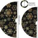 4 x Christmas Tree Skirt 36 Inch Gold Black Snowflake Xmas Tree Mat Christmas Decorations for Xmas Happy New Year Holiday Indoor Party Burlap Tree Skirt Small Ornament (Medium, A001)