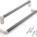 Pack of 1, 8-13/16 Inch Knurled Black and Nickel Cabinet Pulls Matte Black and Brushed Nickel Cabinet Handles AP1311 Knurled Kitchen Hardware for Cabinets Drawers Dresser Cupboard Bedroom Bathroom