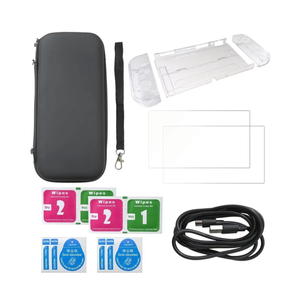 For Nintendo OLED Switch - Clear Protective Shell Hard Case Cover and Black Carrying Bag and Screen Protector to Protects From Accidental Bumps, Scratches