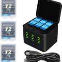 Battery Charger Kits for GoPro Hero 12 11 10 9 Black, 3-Pack 2000mAh Replacement Batteries + Triple Charge Case with Type-C Charging Cord for Go Pro 12 11 10 9 Official Batteries Accessories