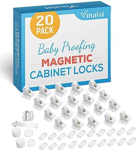 20 Pack Magnetic Cabinet Locks Baby Proofing - Vmaisi Children Proof Cupboard Drawers Latches - Adhesive Easy Installation 20 Pack Magnetic Cabinet Locks Baby Proofing - Vmaisi Children Proof Cupboard Drawers Latches - Adhesive Easy Installation