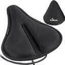 Thick & Wide Gel Bike Seat Cushion Pad with Rainproof Cover - Comfortable Silicone Gel Memory Foam Bicycle Saddle Seat Cushion with UV Protection (XL ( 12"W x 13"L))